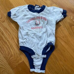Gray and Blue Baseball-Themed Kids One Piece